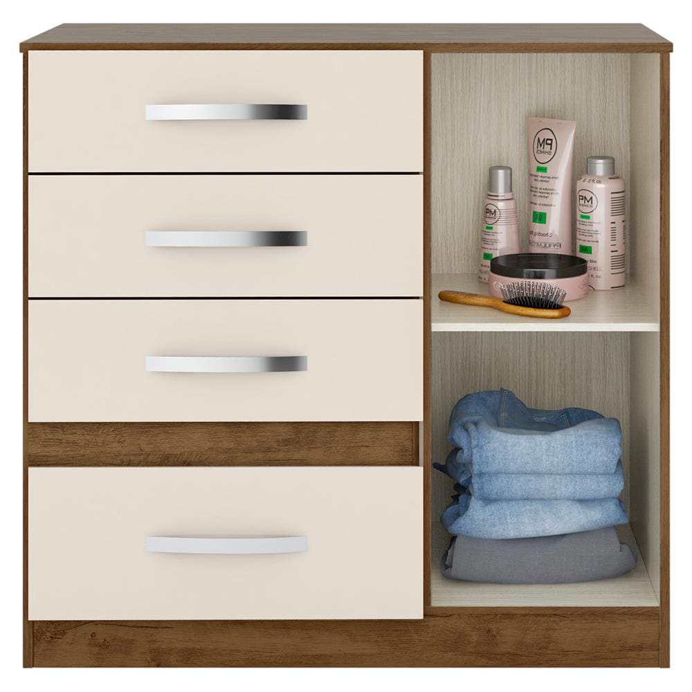 Cômoda Moval Vênus com 4 Gavetas e 1 Porta - Castanho | Extra