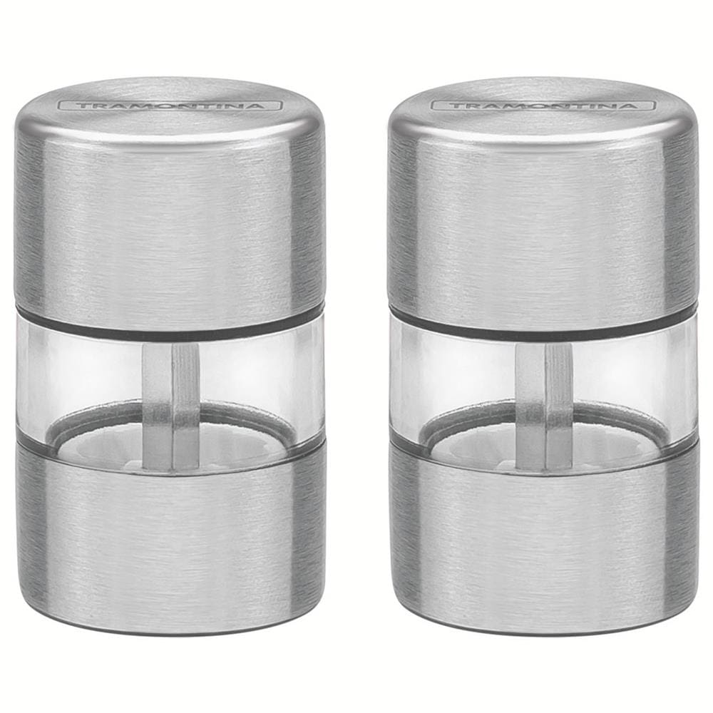 Conjunto de Mini Moedores Tramontina Realce em Aço Inox e Acrílico – 2 Peças