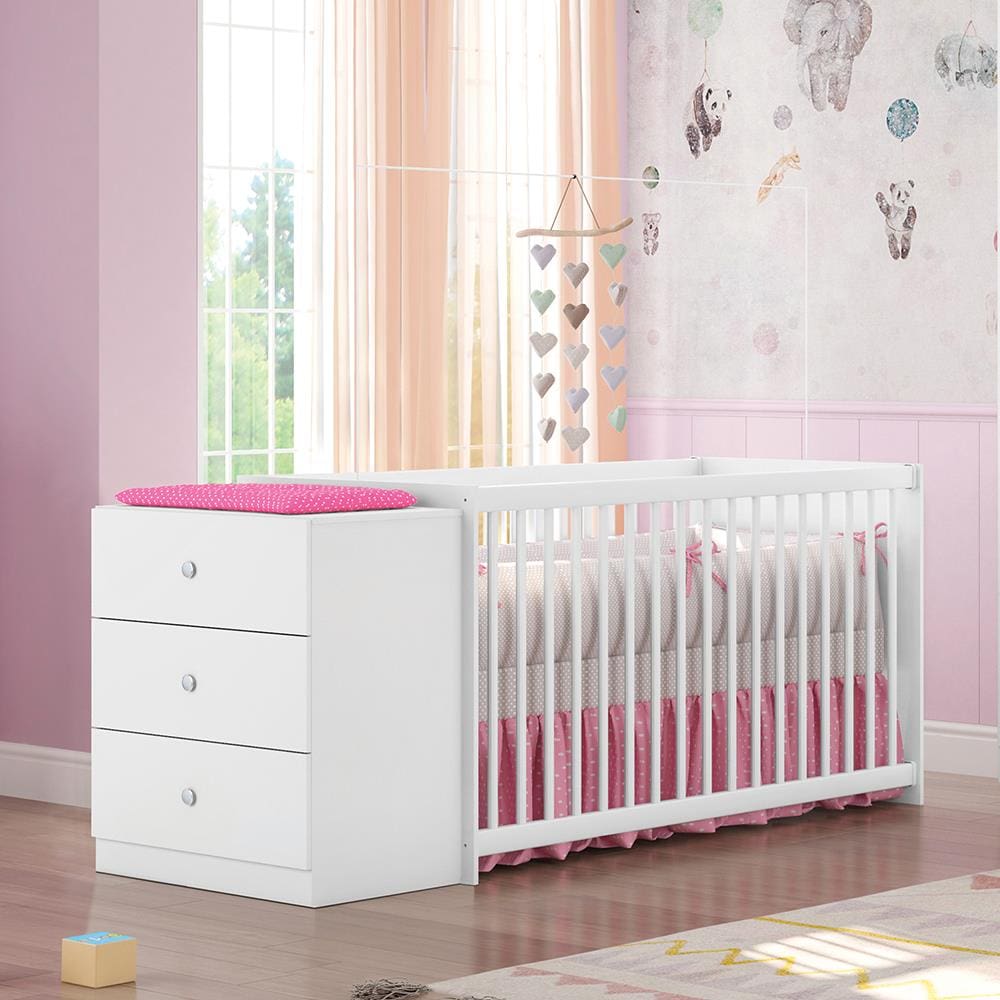 Berço Pura Magia Gutti com Cômoda e Suporte para Mosquiteiro - Branco