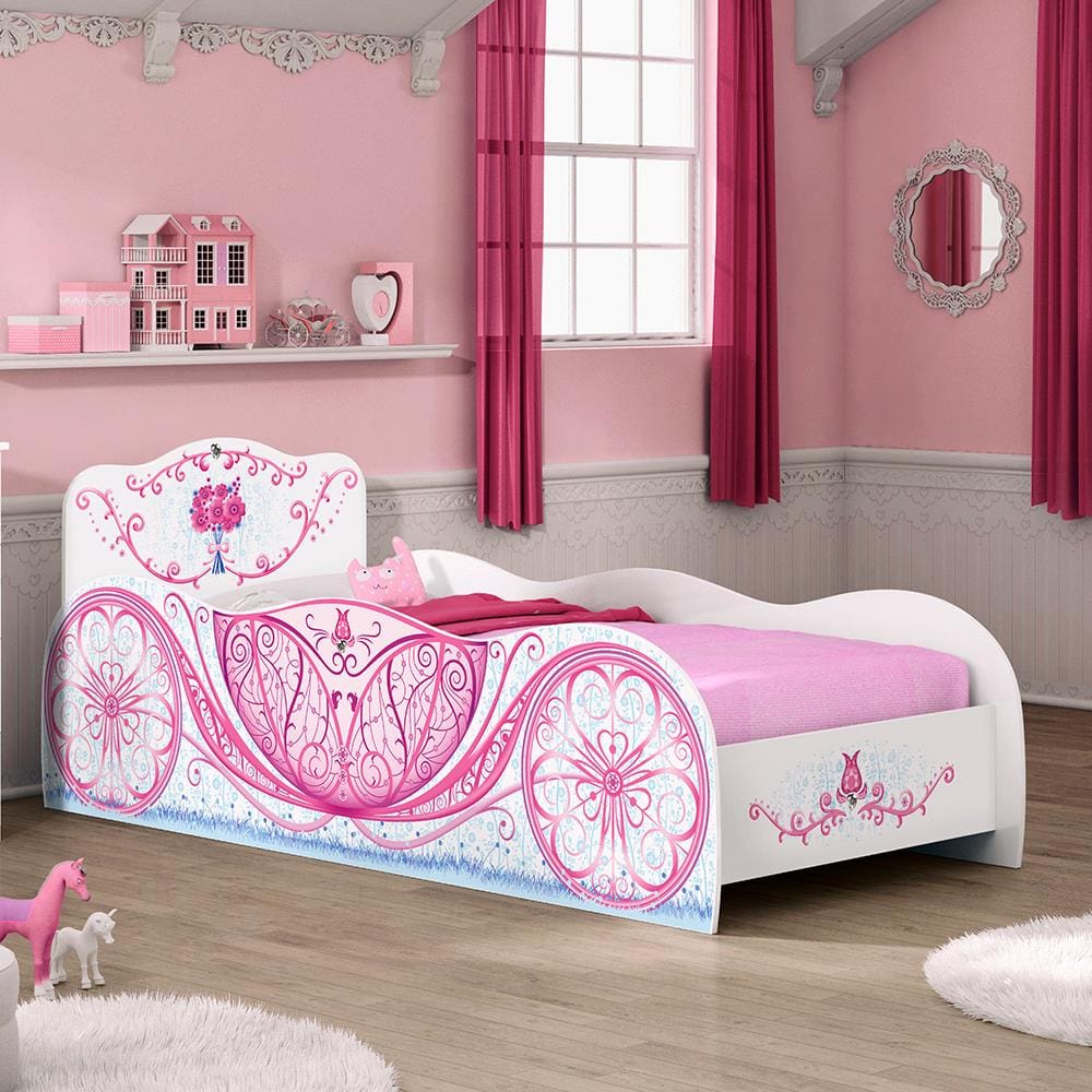 Cama Infantil Pura Magia Carruagem - Branco/Rosa