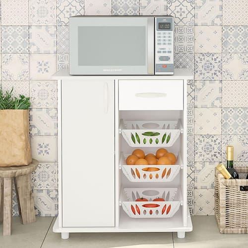 Polifurniture Compact Kitchen Storage Cabinet, White