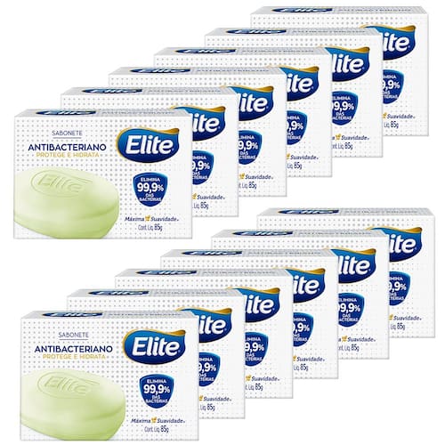 Sabonete Barra Elite Antibacteriano Protege e Hidrata 85g - 12 Unidades Menor preço em Sabonete Barra Elite Antibacteriano Protege e Hidrata 85g - 12 Unidades
