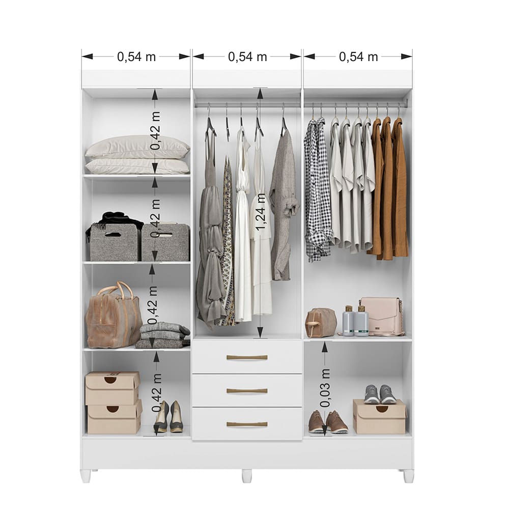 Guarda-Roupa Moval New Olímpia com 165cm de Largura, | Extra