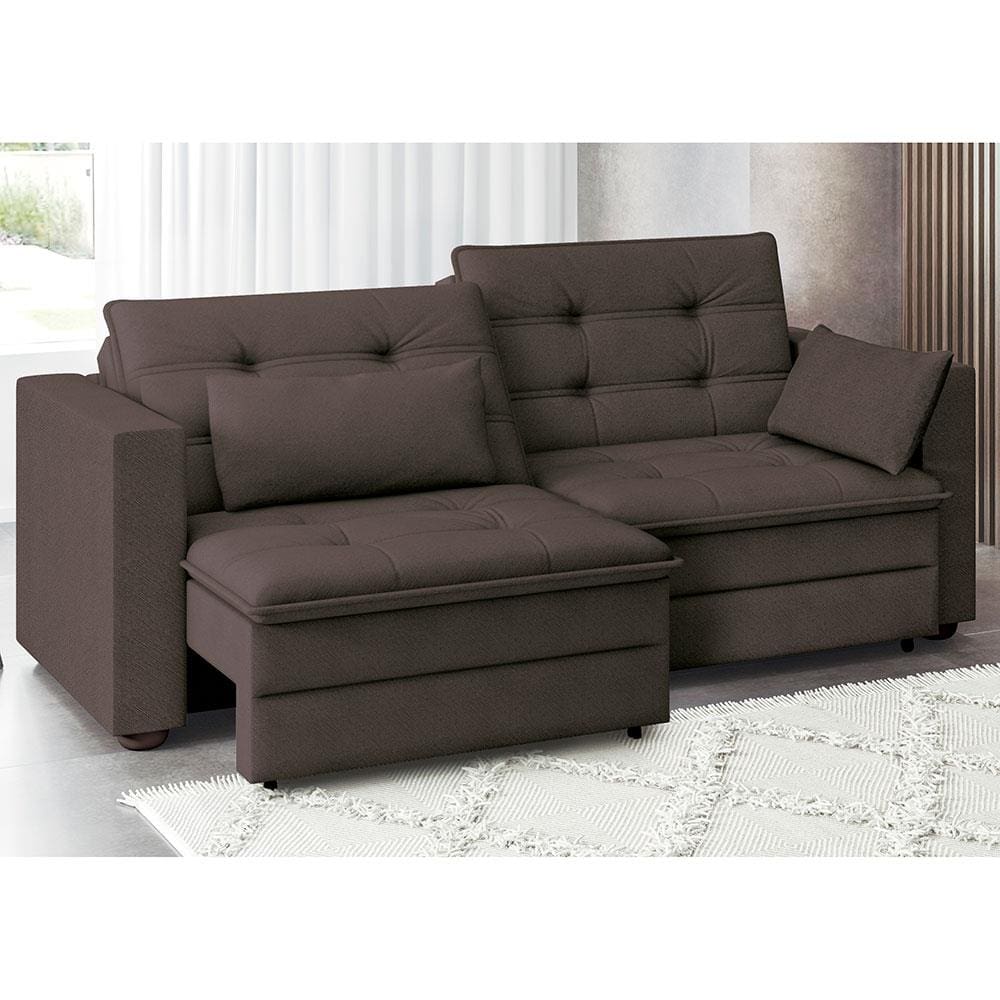 Sofa cama 2 lugar casal retratil e reclinavel 140m largura suede cinza rica compact silla Extra