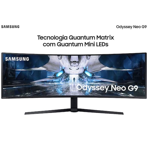 Monitor Gamer Curvo Samsung Odyssey Neo G9 49" S49AG950NL Mini LED, DQHD, 240Hz, 1ms, Tela Super Ultrawide, HDMI, Display Port, com Ajuste de Altura