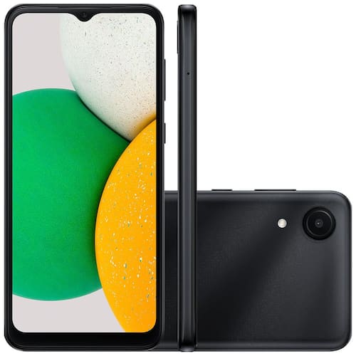 imagem-Smartphone Samsung Galaxy A03 Core Preto 32GB, 2GB RAM, Câmera Traseira de 8MP, Selfie de 5MP, Tela Infinita de 6.5" e Processador Octa Core