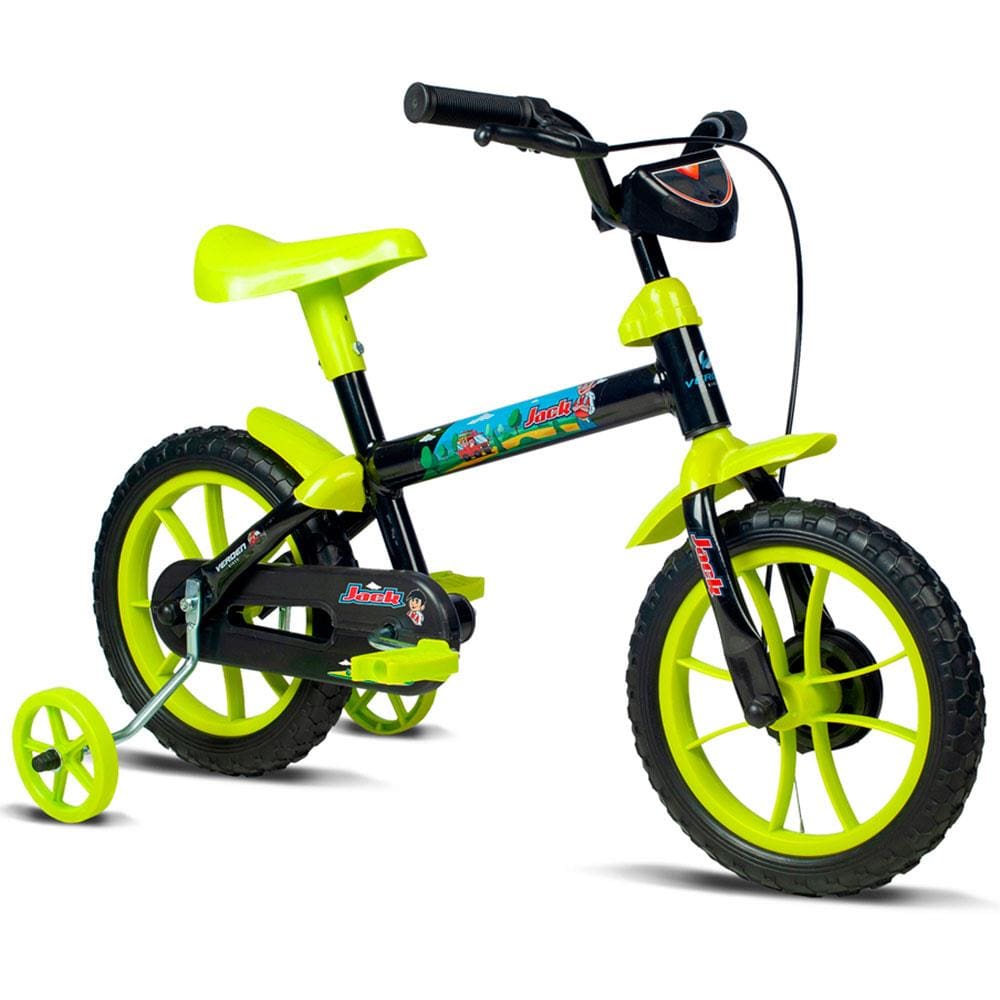 Bicicleta Aro 12 Verden Jack - Preto e Verde Limão