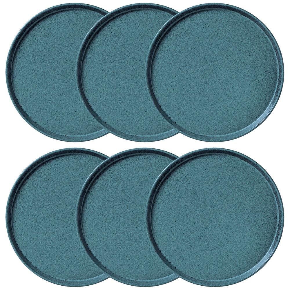 Conjunto com 6 Pratos de Sobremesa Porto Brasil Neo Night Sky em Stoneware 21,5cm – Azul