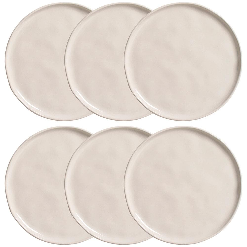 Conjunto com 6 Pratos de Sobremesa Porto Brasil Bio Clay em Stoneware 21,5cm – Areia