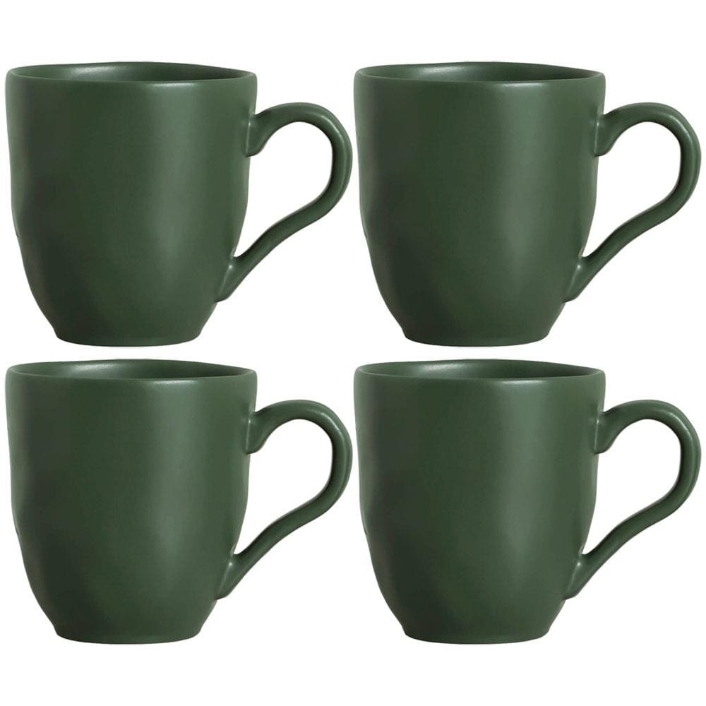 Conjunto de Canecas Porto Brasil Orgânico Leaf em Stoneware Verde 273 ml - 4 Peças