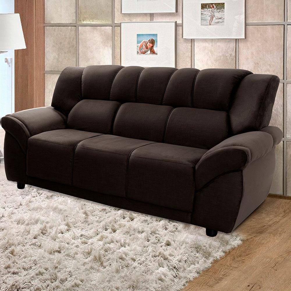 Sofa marrom 2 lugares hellen suede chaise Extra