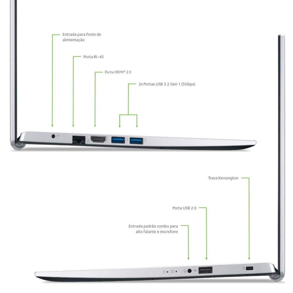 Notebook Acer Core i3-1115G4 4GB 512GB | Extra