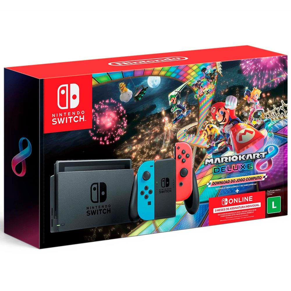 Console Nintendo Switch + Joy-Con Neon + Jogo Mario Kart 8 Deluxe + 3 Meses  de Assinatura Nintendo Switch Online - HBDSKABL1 em Promoção no Oferta  Esperta