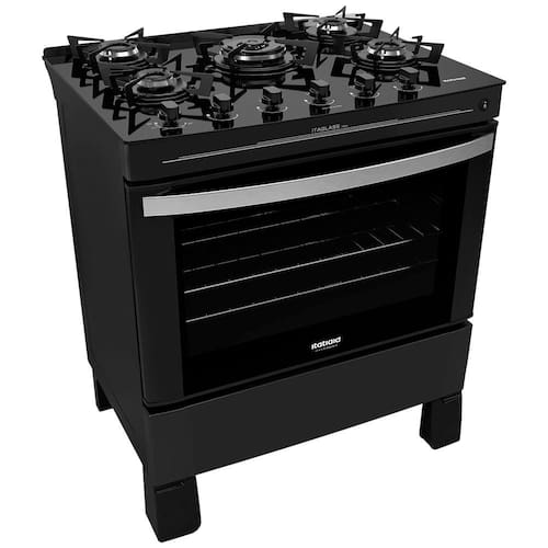 imagem-Fogão Itatiaia 5 Bocas Itaglass New com Mesa de Vidro e Acendimento Automático – Preto