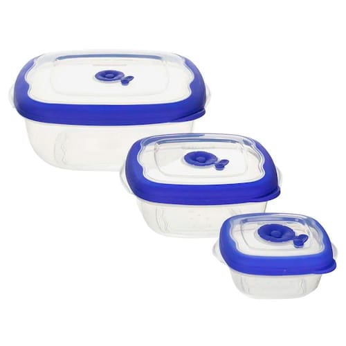 Conjunto de Potes Quadrados 3 Peças Sanremo em Polipropileno – Transparente/Azul é boa?