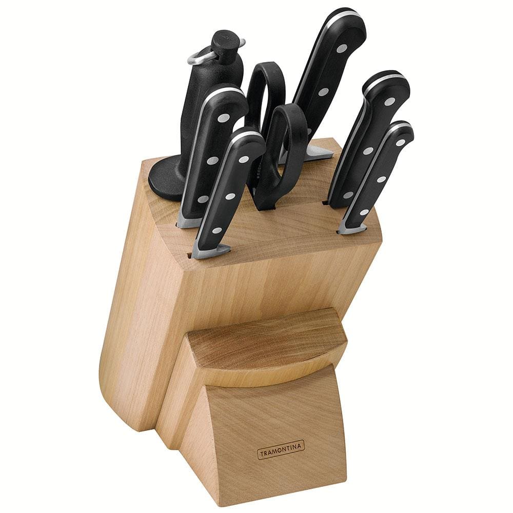 Conjunto de Facas Tramontina Century com Cepo de Madeira - 8 Peças