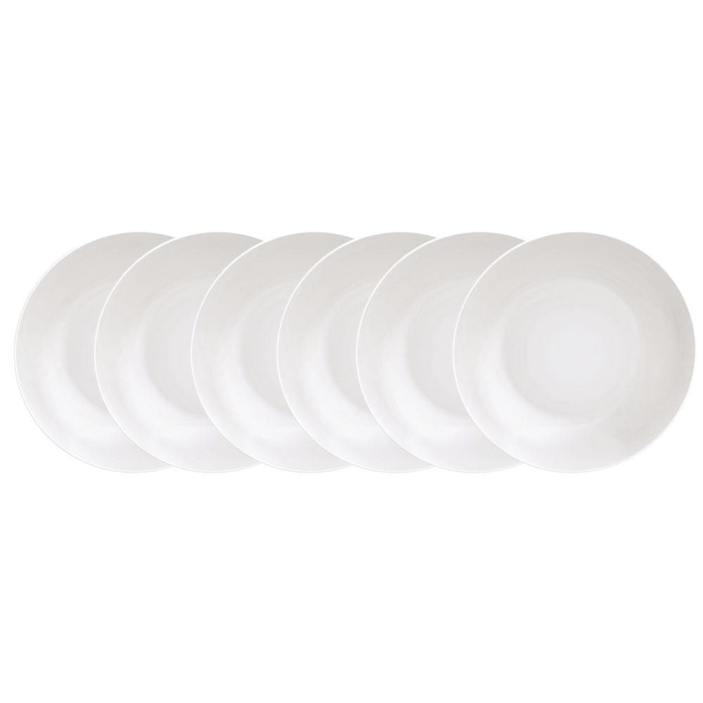 Conjunto com 6 Pratos Fundos Tramontina Leonora em Porcelana 21 cm - Branco