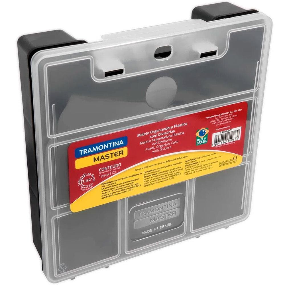Organizador Plástico 7.1/2” Tramontina com Tampa Transparente e 6 Divisórias