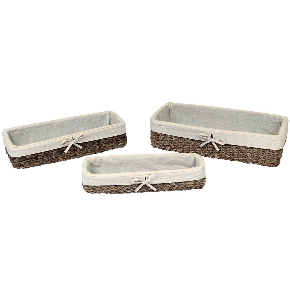 Conjunto de Cestas em Fibra Natural L'Hermitage Retangulares – 3 Peças