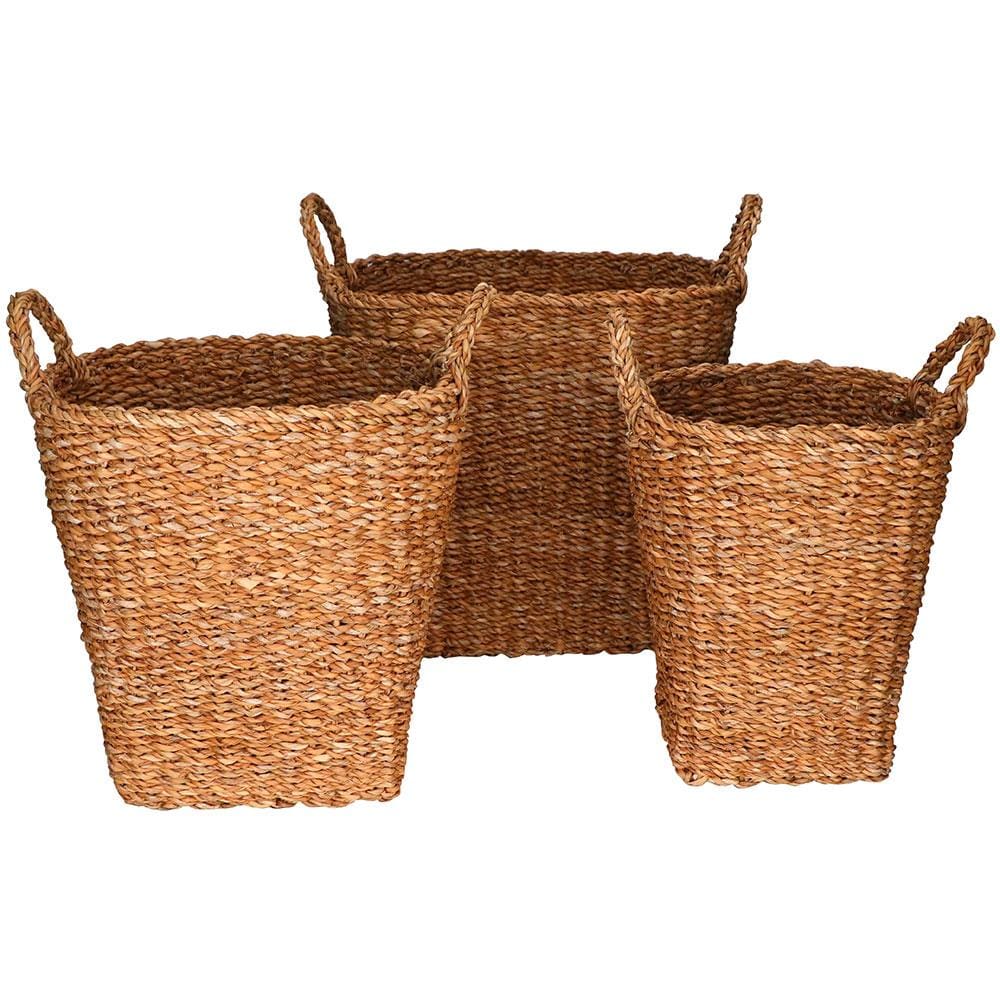 Conjunto de Cestas em Fibra Natural L'Hermitage 24428 Ovais com Alças – 3 Peças