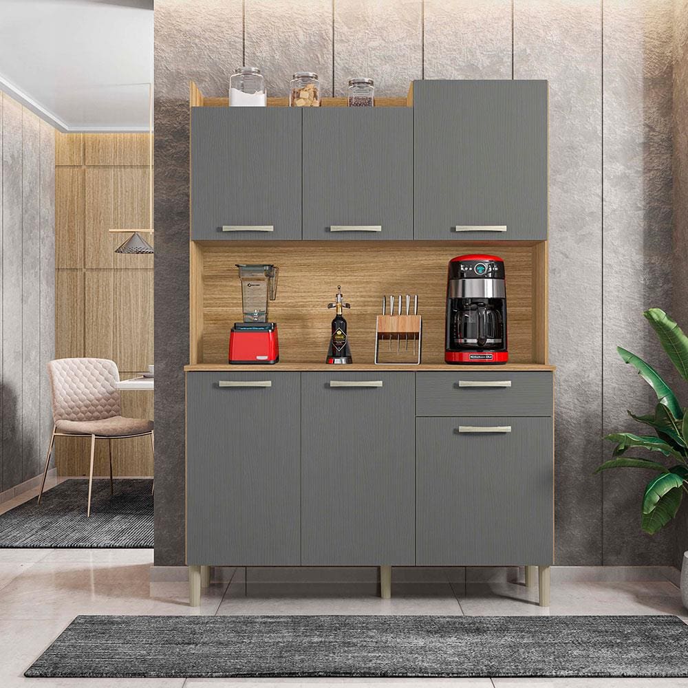 Cozinha Compacta Kit's Paraná Florence com 6 Portas, 1 Gaveta e 2 Prateleiras - 121,5cm de largura