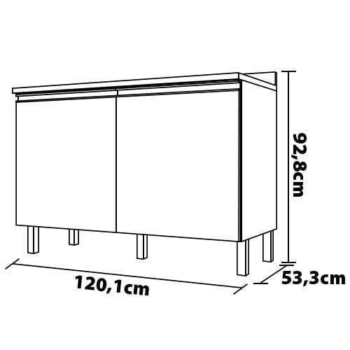 Balcão Bartira Jaspe com 2 Portas e 1 Prateleira - 120,1cm | Extra