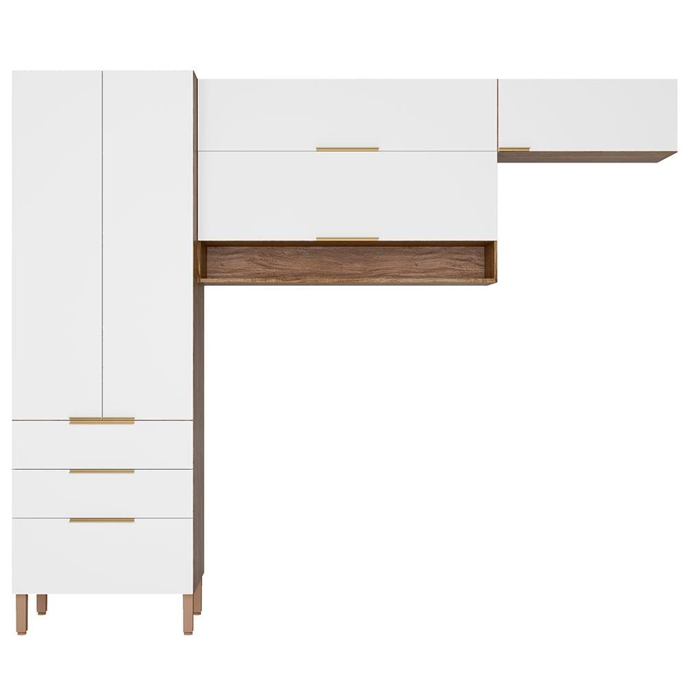 Cozinha Compacta Bartira Topázio UP com 5 Portas, 3 Gavetas e 4 Prateleiras - 262,5cm de largura