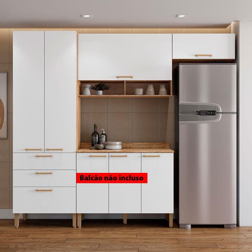 Cozinha Compacta Bartira Veneza com 4 Portas, 3 Gavetas | Extra