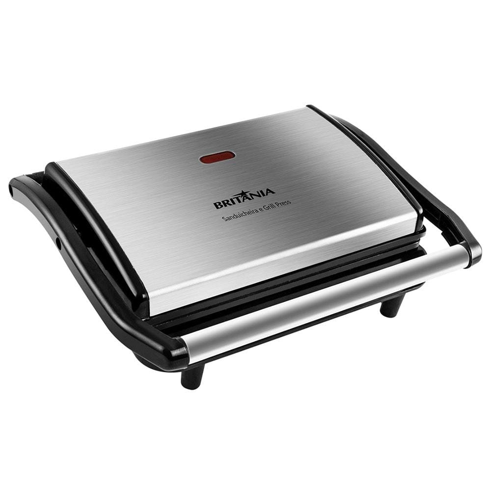 Sanduicheira Grill Britânia BGR27I Press 850W Antiaderente – Inox/Preta