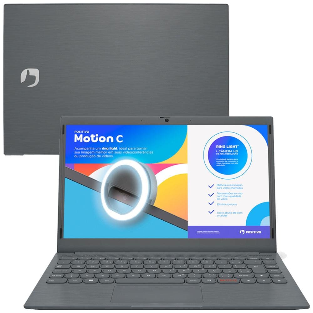 Notebook Positivo Motion C4128g-15 Intel® Celeron® Dual Core™ Windows 11  Home 15.6 - Cinza - Inclui Microsoft 365*