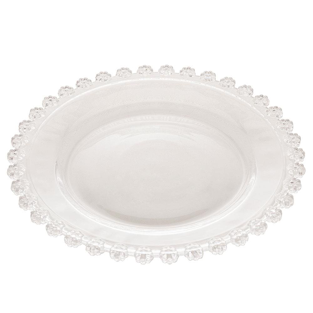 Sousplat de Cristal Wolff Mesa Daisy Transparente - 32 cm