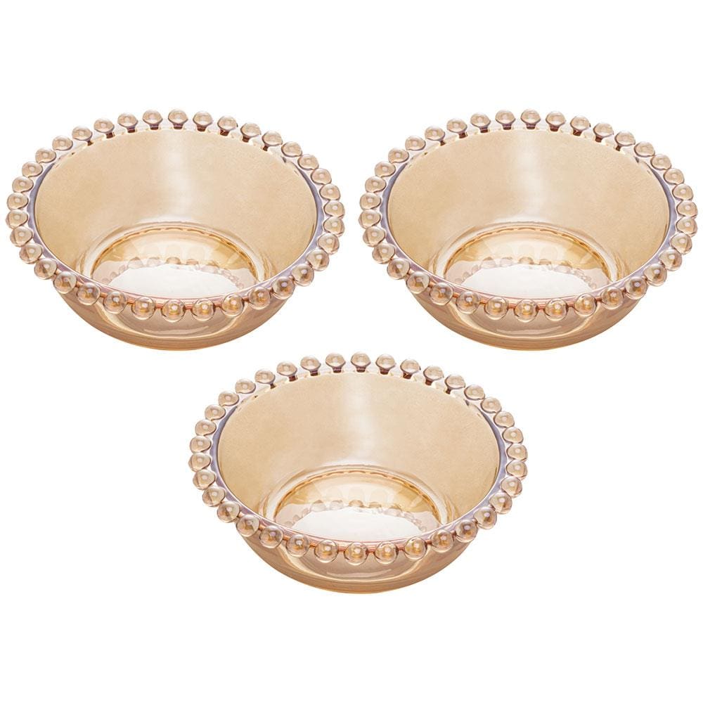 Conjunto de Bowls Wolff Pearl em Cristal Âmbar 250 ml - 3 Peças