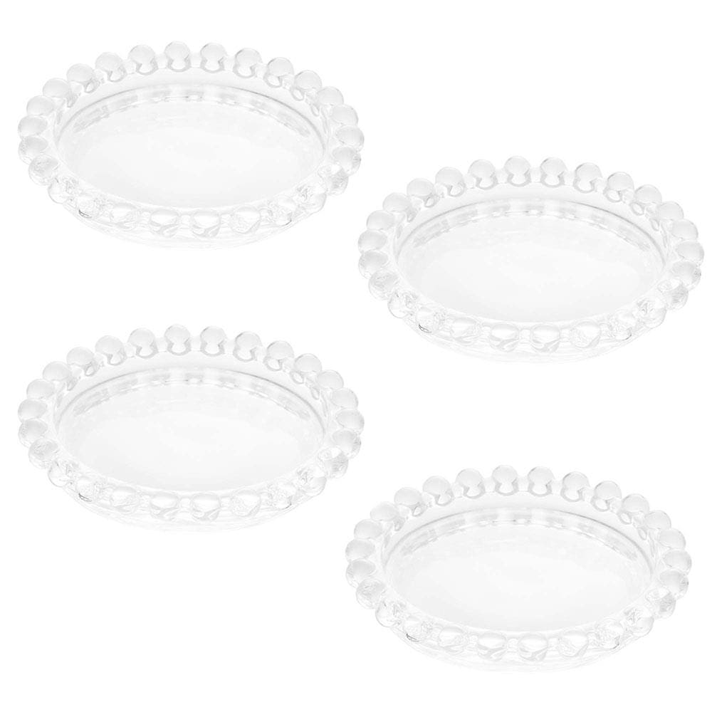 Conjunto de Pratos para Sobremesa Wolff Pearl Transparente 10 cm - 4 Peças