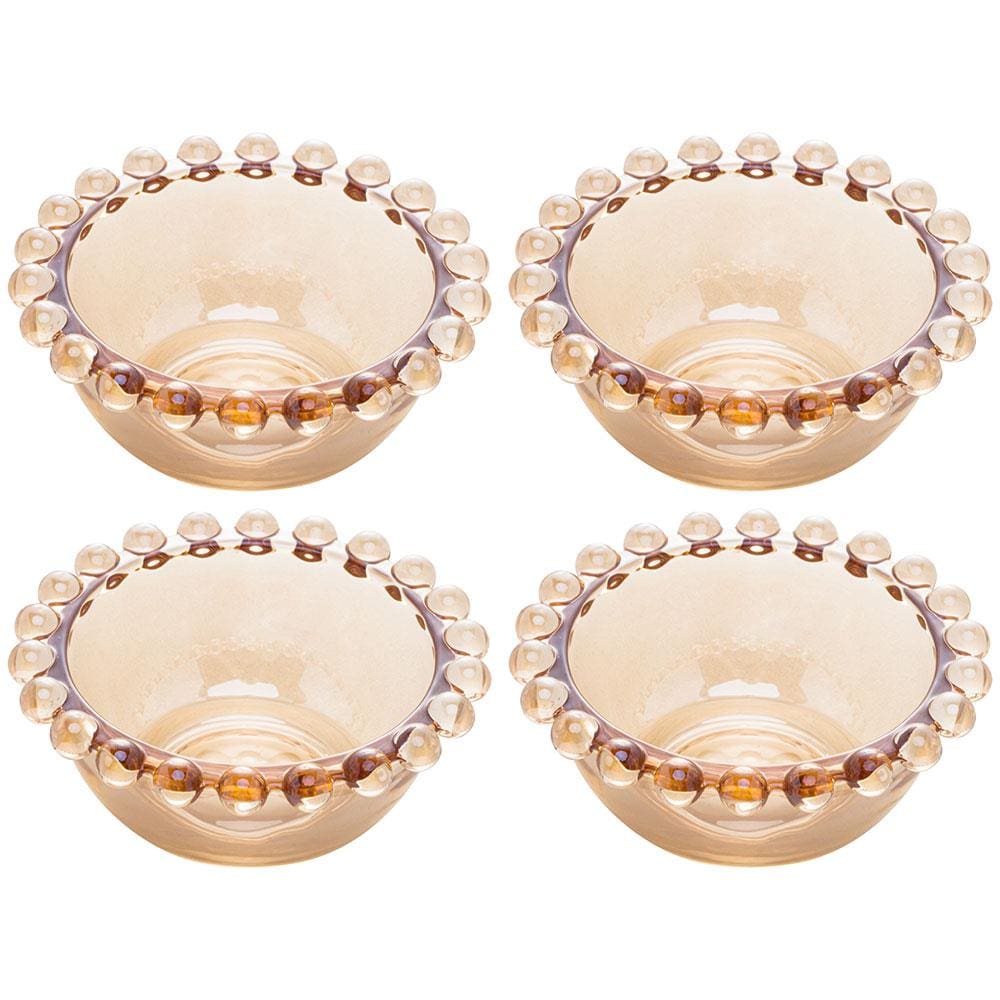 Conjunto de Bowls Wolff Pearl em Cristal Âmbar 75 ml - 4 Peças