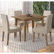 Mesa de Jantar Retangular Poliman Kate com 4 Cadeiras Estofadas e Revestidas em Suede