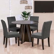Mesa de Jantar Redonda Dobuê Turim com 4 Cadeiras com Revestimento em Suede