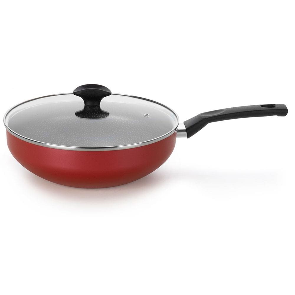 Frigideira Multiflon Amora com Revestimento Antiaderente Ultra 7 Vermelha com Tampa - 28 cm