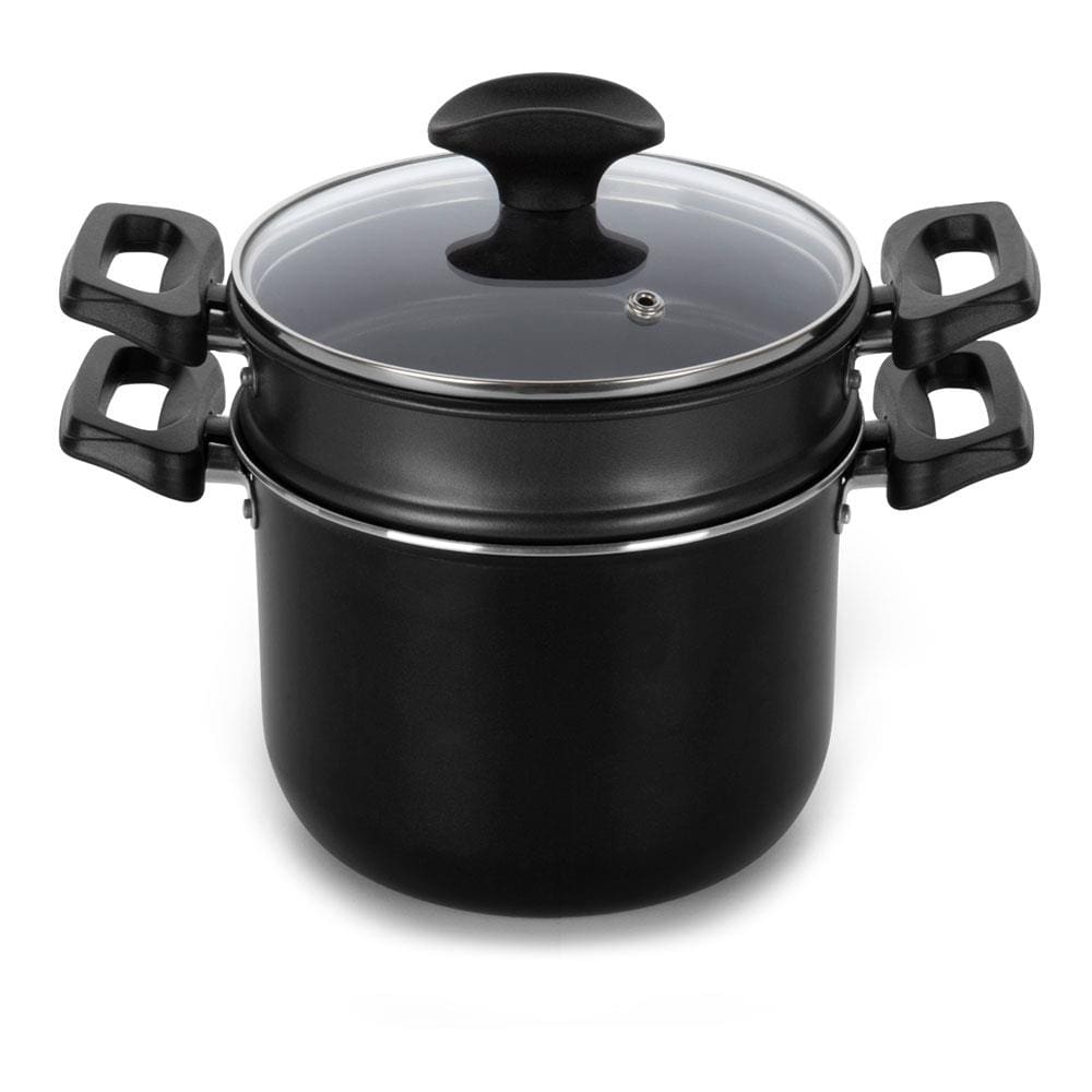 Cuscuzeira Multiflon Induct+ Antiaderente Quartzo Preta - 16 cm