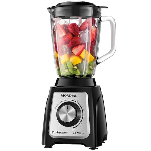 Liquidificador Mondial Turbo Glass L-1400 GI Preto/Inox 1400W com Jarra de Vidro Menor preço em Liquidificador Mondial Turbo Glass L-1400 GI Preto/Inox 1400W com Jarra de Vidro