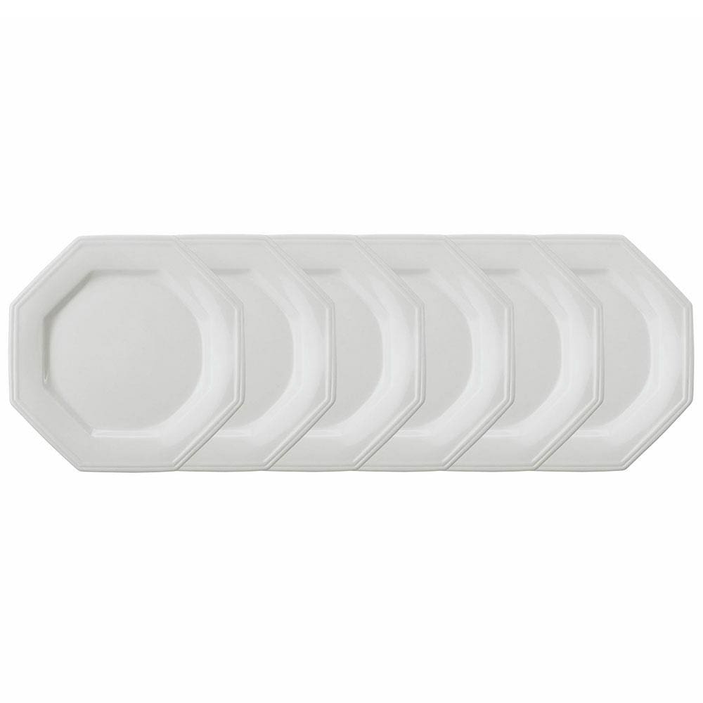 Conjunto com 6 Pratos Rasos Schmidt Prisma em Porcelana 28 cm - Branco