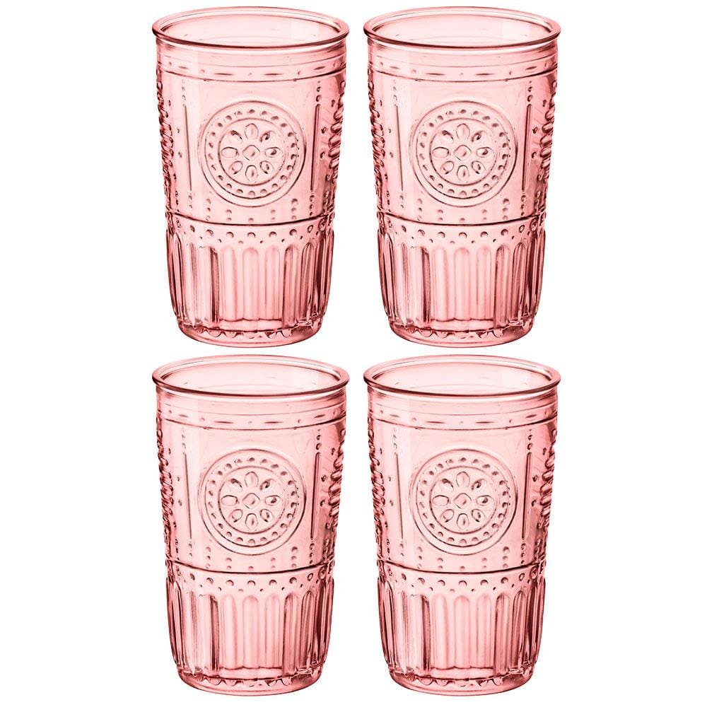 Conjunto de Copos Luigi Bormioli Cooler Romantic Rosa 475 ml - 4 Peças