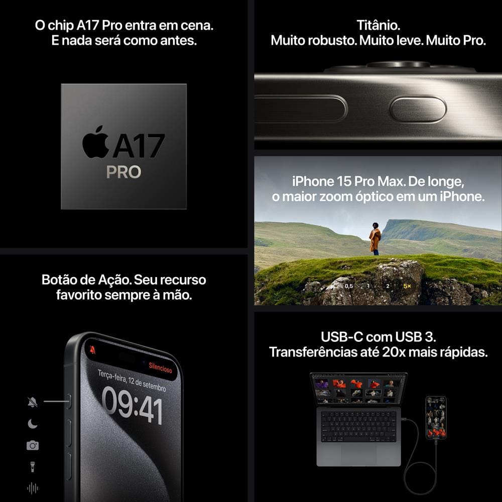 Apple iPhone 15 Pro 128GB - Titânio | Extra