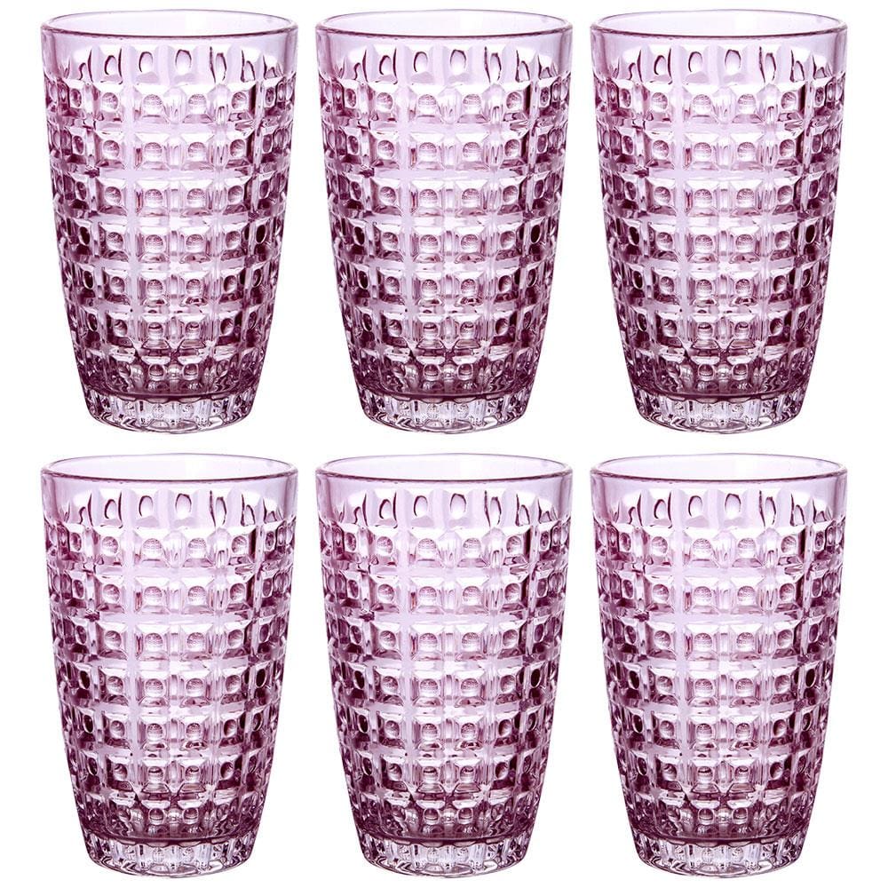 Conjunto de Copos L'Hermitage Chevalier em Vidro Roxo 355ml - 6 Peças