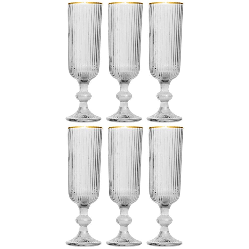 Conjunto de Taças L'Hermitage Cameratta em Vidro com Borda Dourada 160ml - 6 Peças