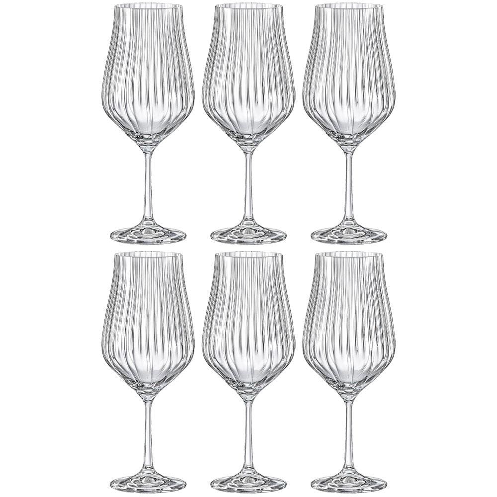 Conjunto de Taças para Água Bohemia Tulipa Optic em Cristal 550ml - 6 Peças