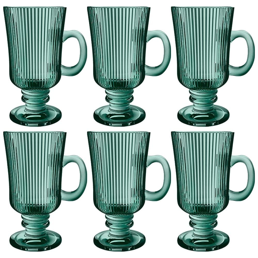 Conjunto com 6 Xícaras L'Hermitage Irish Coffee Cameratta em Vidro 230ml - Verde