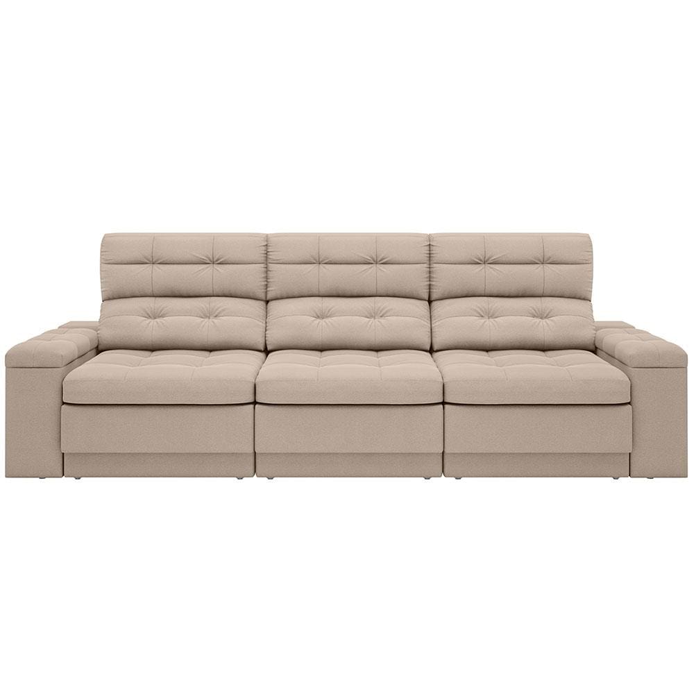 Sofá Retrátil Reclinável 4 Lugares DDS Next Brunello com Almofadas Fixas, Revestimento Velosuede e Espuma D26 - 230cm de largura