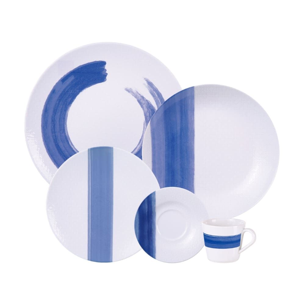 Aparelho de Jantar 20 peças Tramontina Soho em Porcelana Decorada - Azul