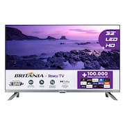 Smart TV LED 32” HD Britânia BTV32G7PR2CSGBL Dolby Audio, Wi-Fi, Entradas HDMI e USB, Roku TV