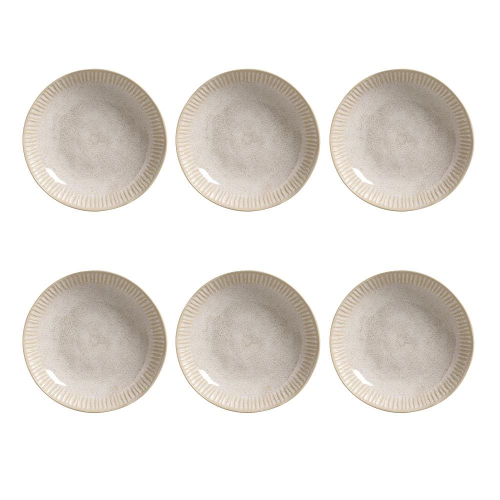 Conjunto de Pratos Fundos Porto Brasil Linhas Latte com 6 Peças - Bege